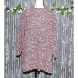 NWT Loft Plus Pink Purple Textured Knit Turtleneck Sweater Size 16 18 3/4 Sleeve